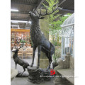 black garden life size bronze deer statues for sale